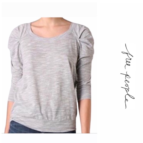 Free People Tops - Free People Gray Puff Sleeve Top